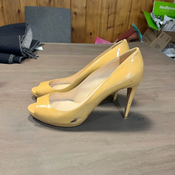 Prada Beige Patent Leather Peep Toe Pump - Size 40 - Picture 7 of 7